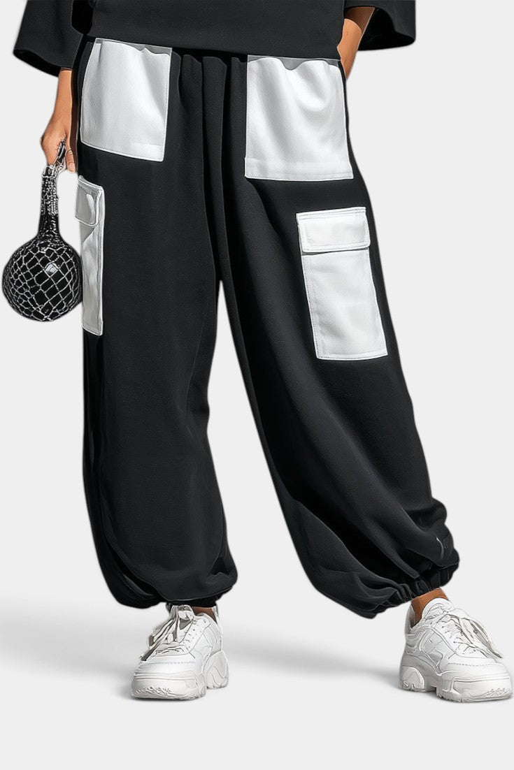 Alejandra - Conjunto Casual Cuello Alto y Pantalón Cargo Contrastado