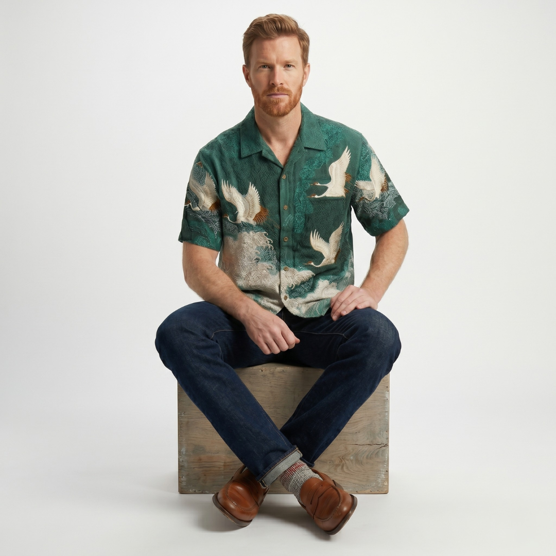 Erik | Camisa con estampado de grullas