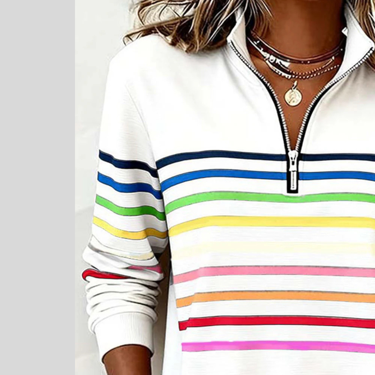Prismette™ | Sudadera a Rayas Coloridas con Cremallera al Cuarto