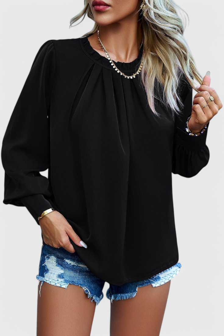 Dottie - Top de Manga Larga con Cuello de Encaje