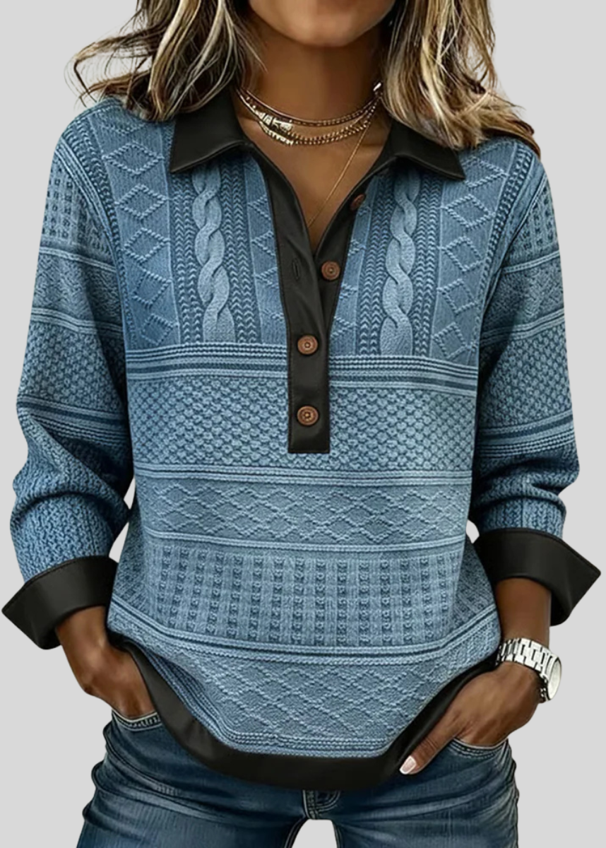 VIVIAN | Sudadera con cuello camisero y tapeta de botones