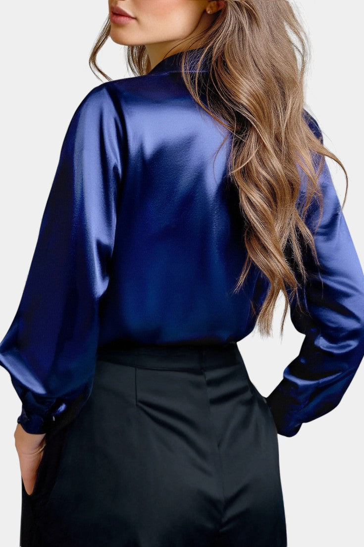 Alida Blusa Elegante de Satín con Mangas Largas