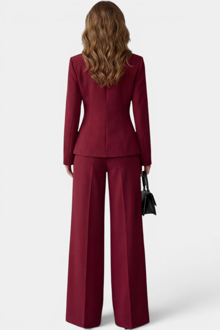 Lauréline - Conjunto Blazer Entallado y Pantalón Ancho