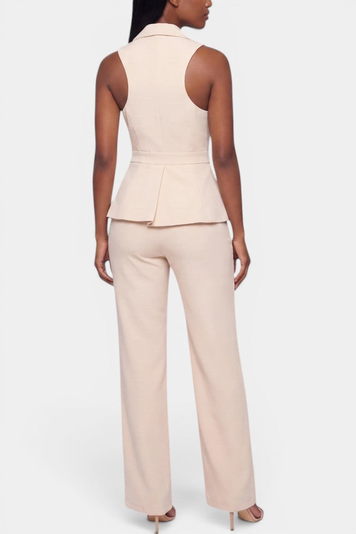 Bathilde - Conjunto Tailleur Chaleco Cruzado y Pantalón Ancho