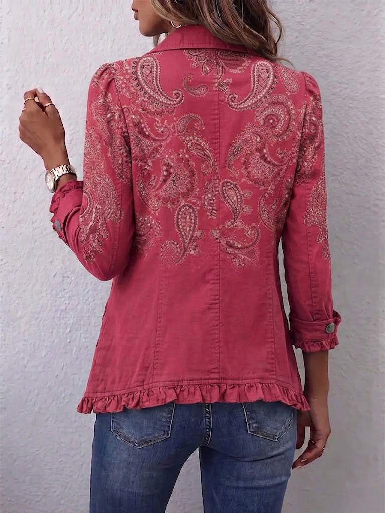 Isotta | Chaqueta Paisley Vintage Rosa Antiguo con Volantes