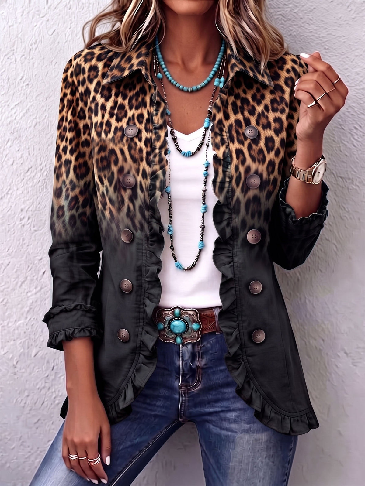 Valentina | Blazer Leopardo Degradado Antracita