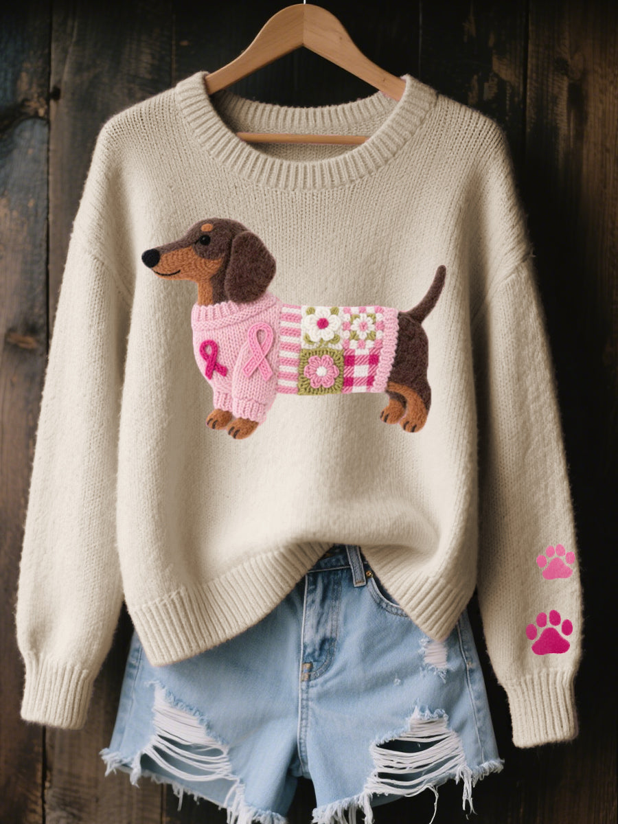 NINA | Jersey de punto con bordado de perrito salchicha