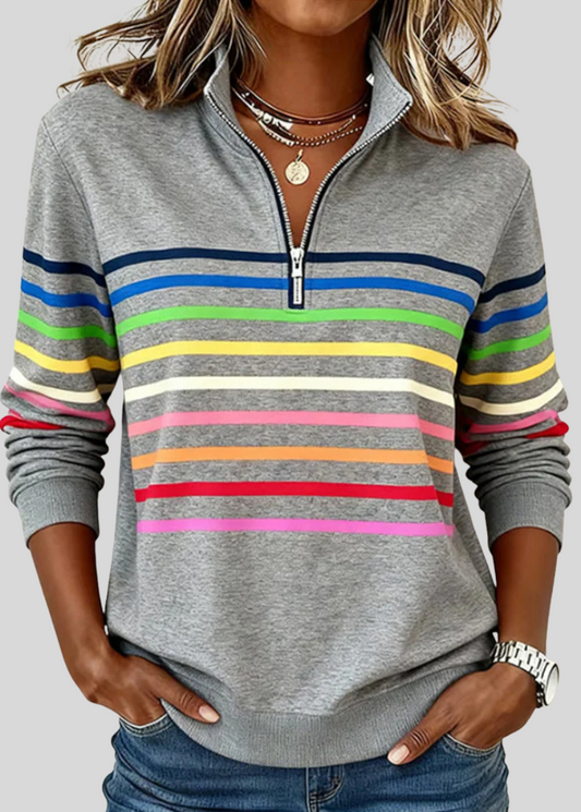 CHARLOTTE | Sudadera con cremallera y rayas multicolor