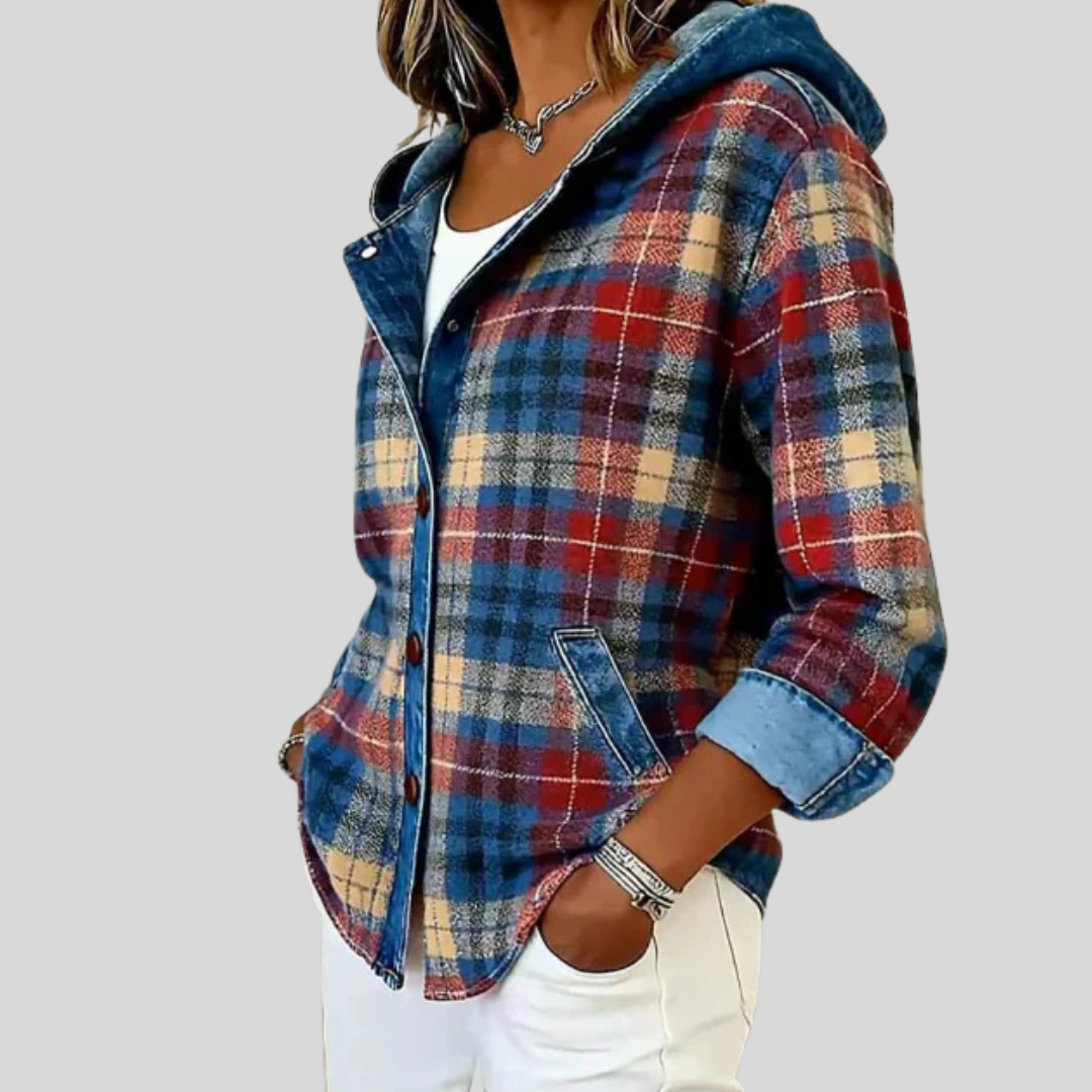 OLIVIA | Sobrecamisa a cuadros con capucha