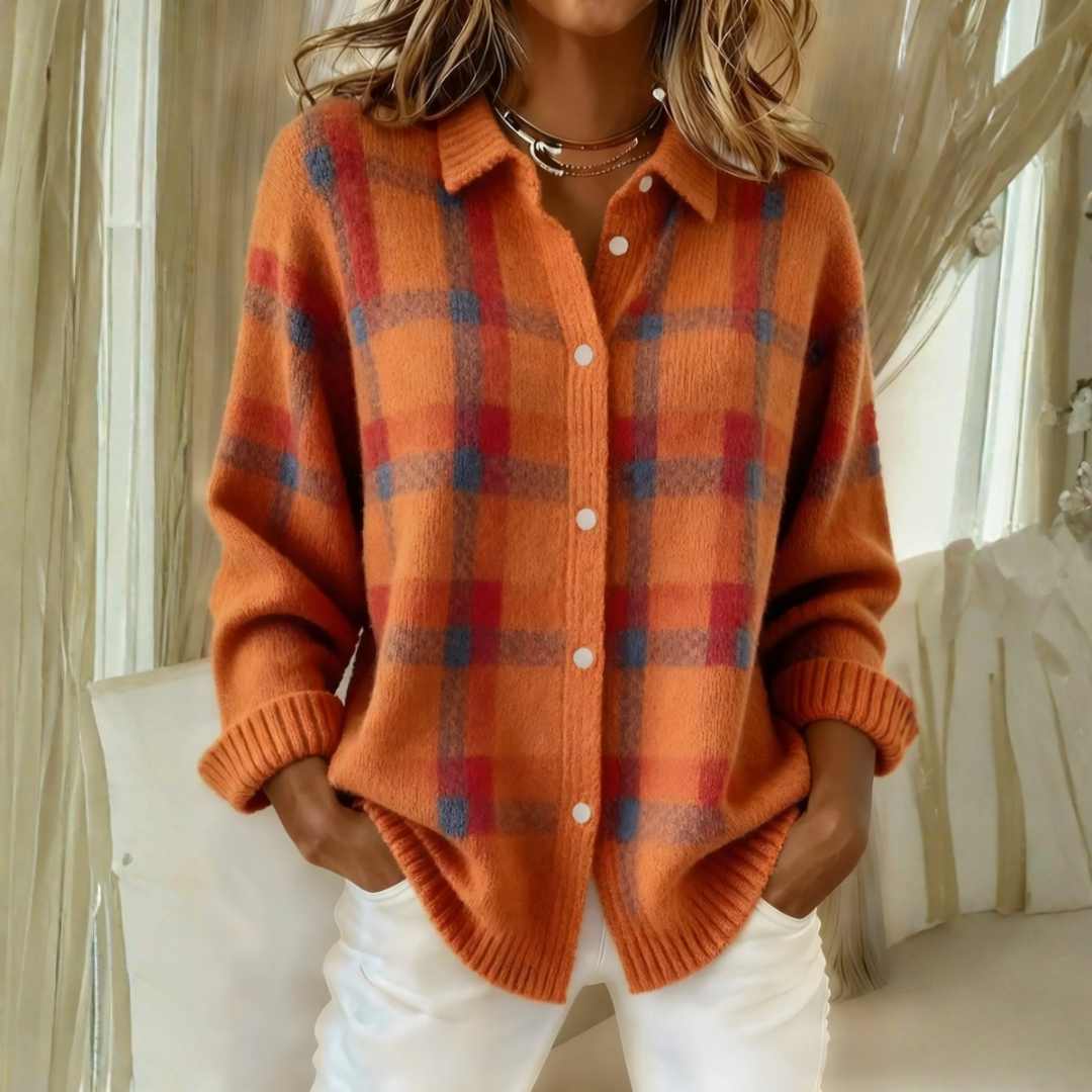 Olivia | Cardigan de Punto a Cuadros