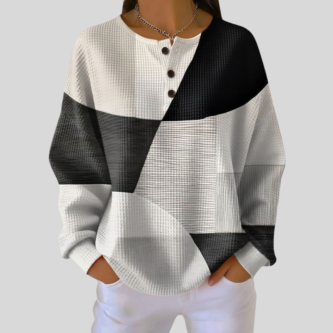 Almira™ | Sudadera Henley de Punto Waffle