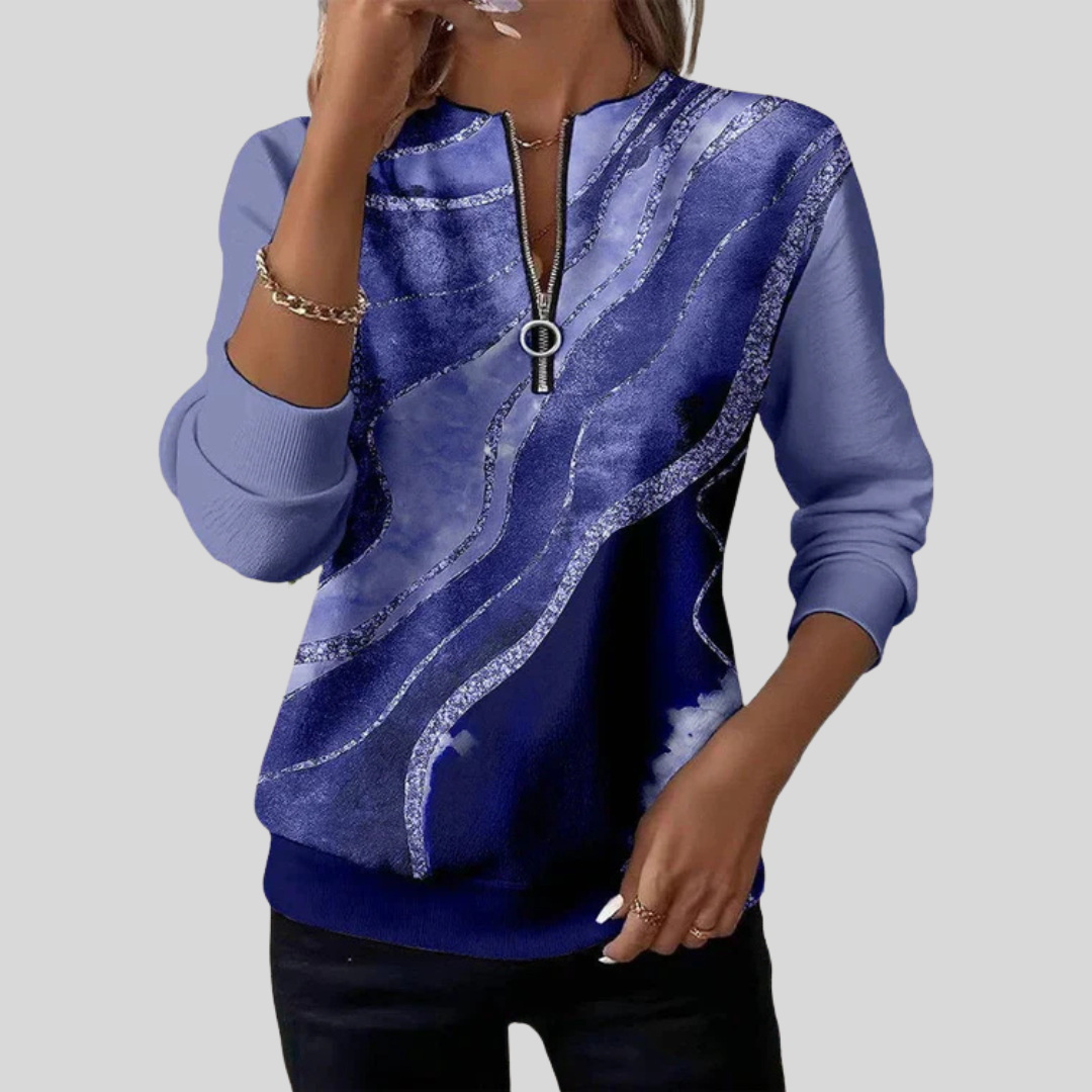 JANE | Sudadera con media cremallera y estampado de ondas