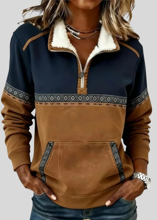 AMELIA | Jersey con media cremallera y cuello sherpa