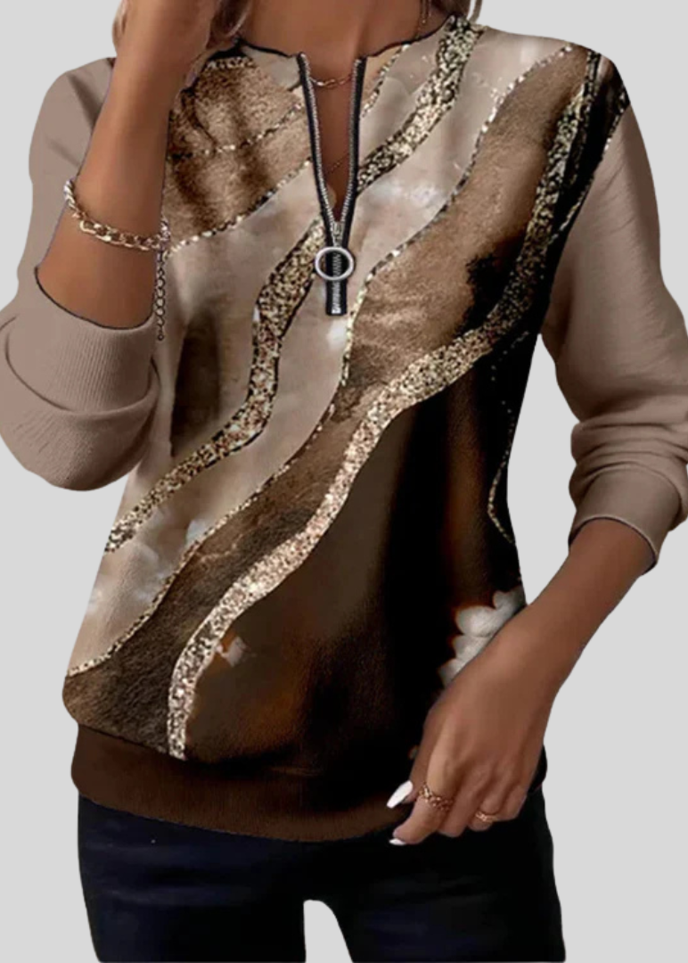 JANE | Sudadera con media cremallera y estampado de ondas