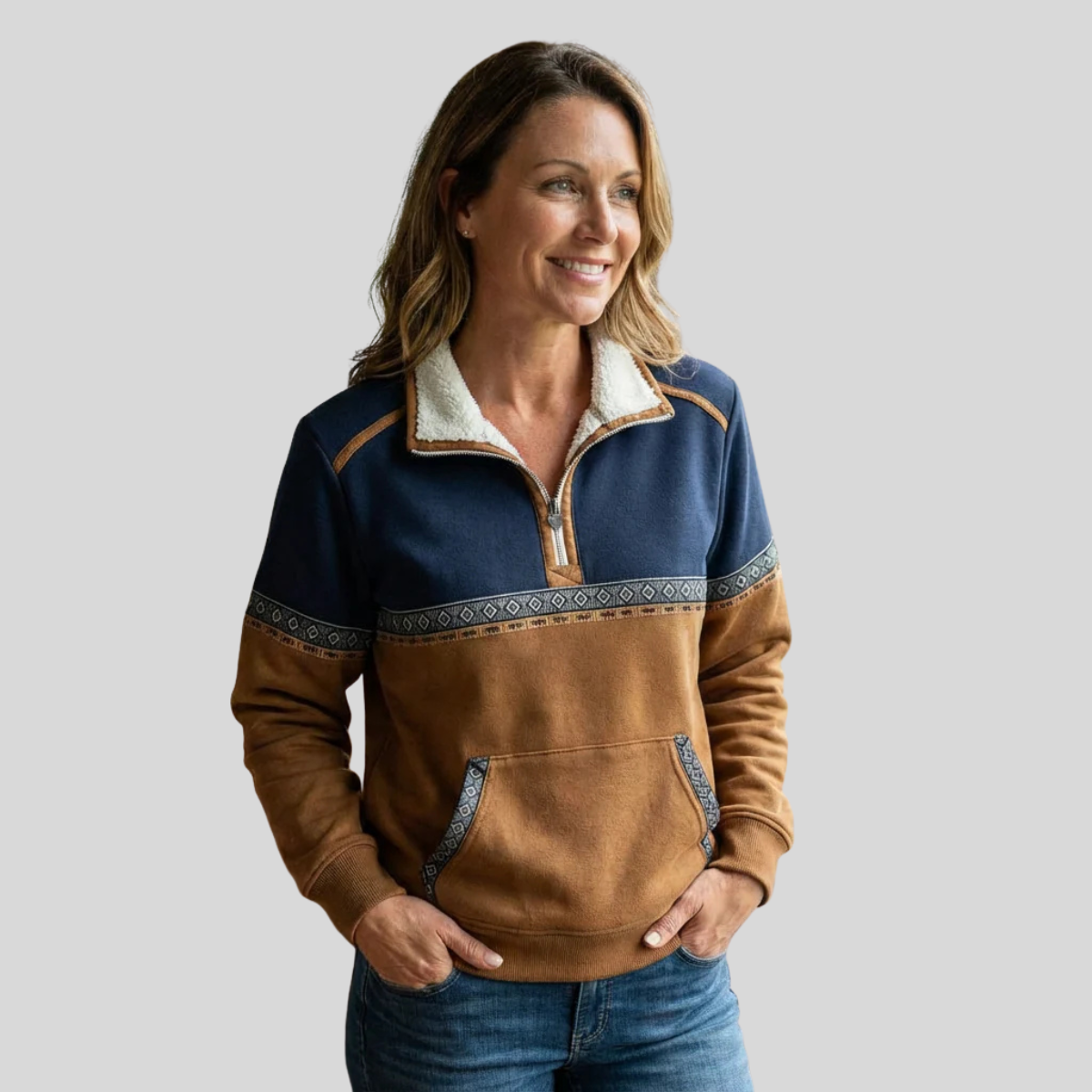 Alvette™ | Pullover Media Cremallera con Cuello Sherpa
