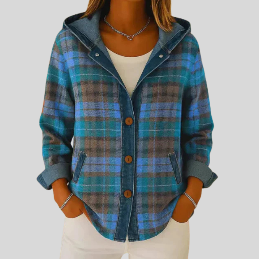 OLIVIA | Sobrecamisa a cuadros con capucha