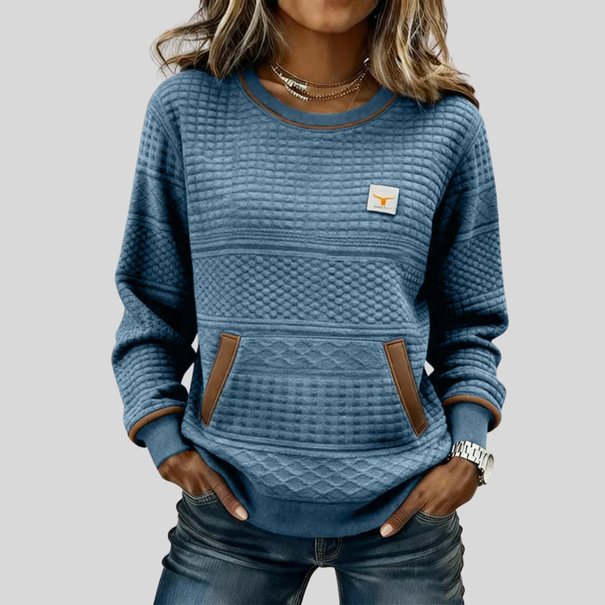 ELLA | Sudadera bicolor con bolsillo canguro