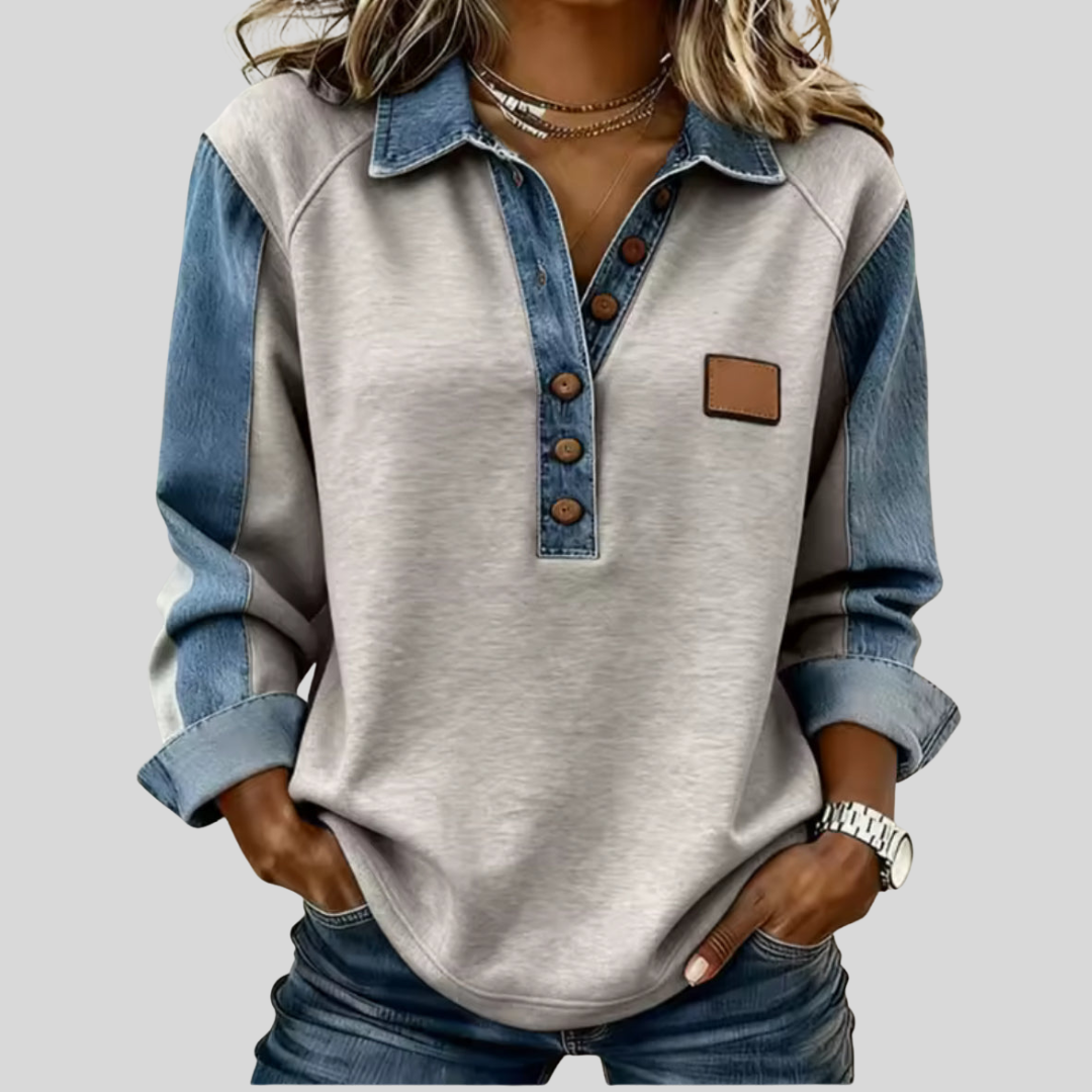 Voxanne™ | Pullover con Cuello Denim