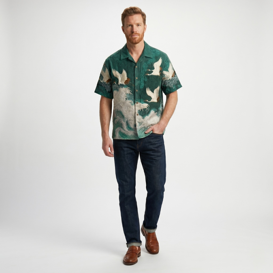 Erik  | Camisa con estampado de grullas