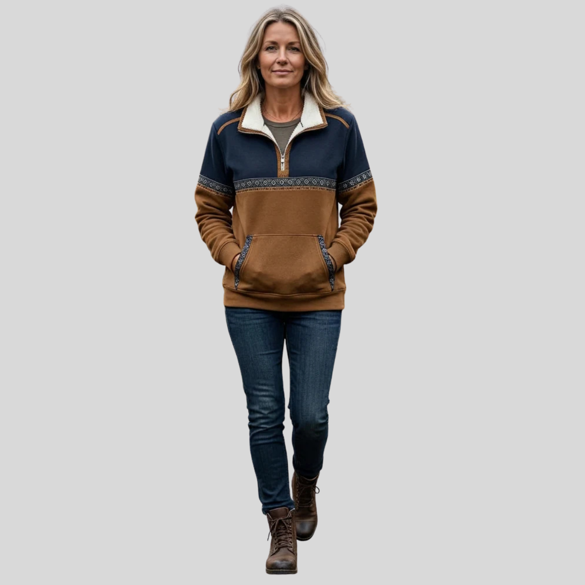 Alvette™ | Pullover Media Cremallera con Cuello Sherpa