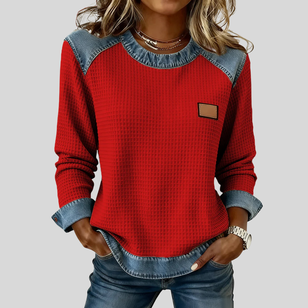 Delancine™ | Sudadera Waffle con Diseño Patchwork