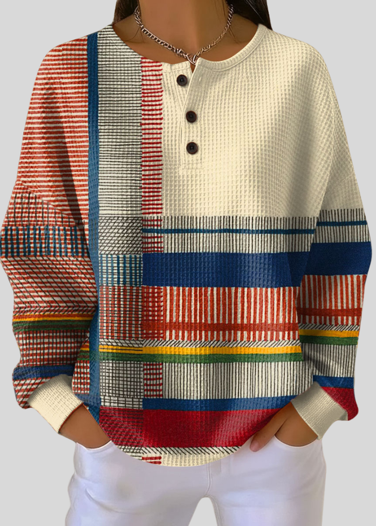 SOPHIA | Sudadera henley de mujer en bloques de color