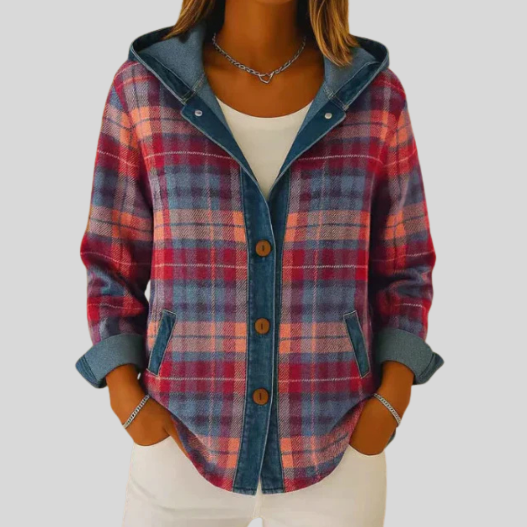 OLIVIA | Sobrecamisa a cuadros con capucha