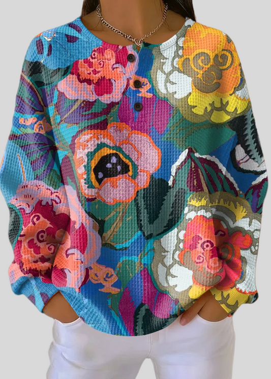 LEAH | Sudadera de punto gofre con estampado floral