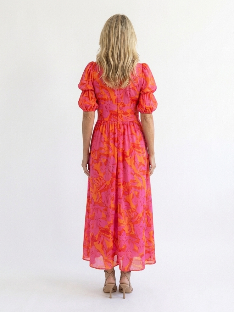Catalina | Vestido midi floral con mangas anchas