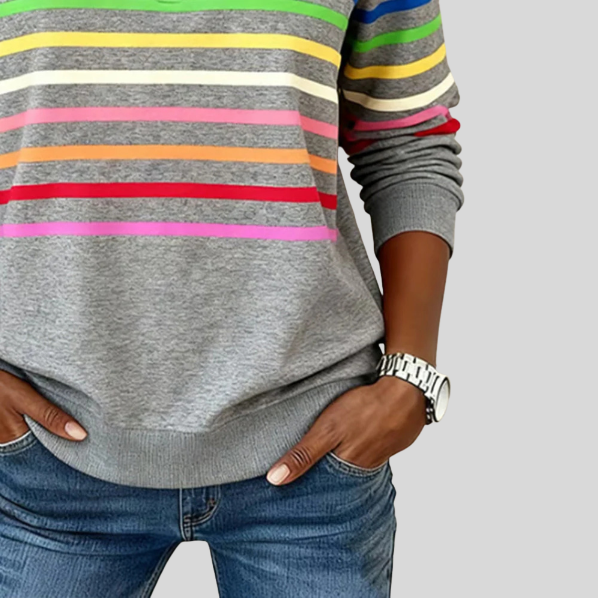 Prismette™ | Sudadera a Rayas Coloridas con Cremallera al Cuarto