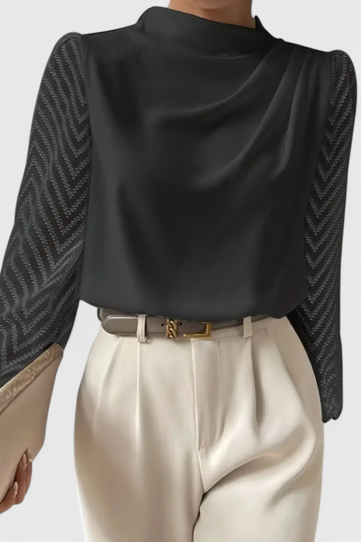 Zaraa - Blusa Fluida con Mangas Transparentes