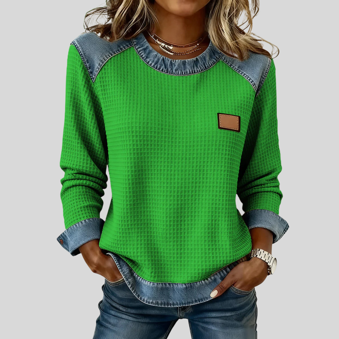 Delancine™ | Sudadera Waffle con Diseño Patchwork