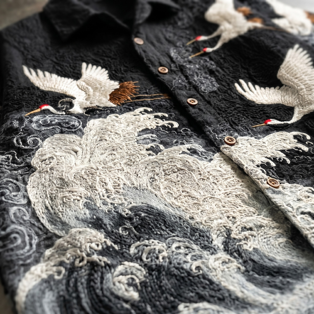 Erik  | Camisa con estampado de grullas