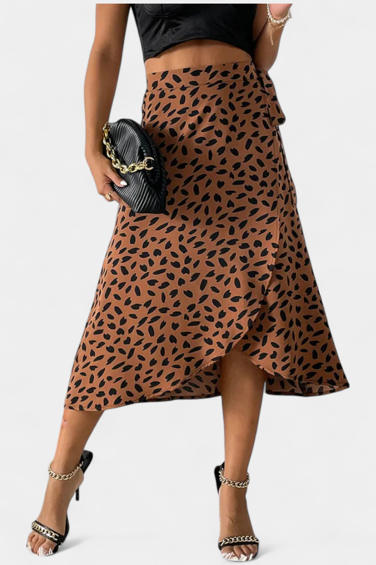 Camila - Falda Cruzada Boho con Estampado Asimétrico y Caída Fluida