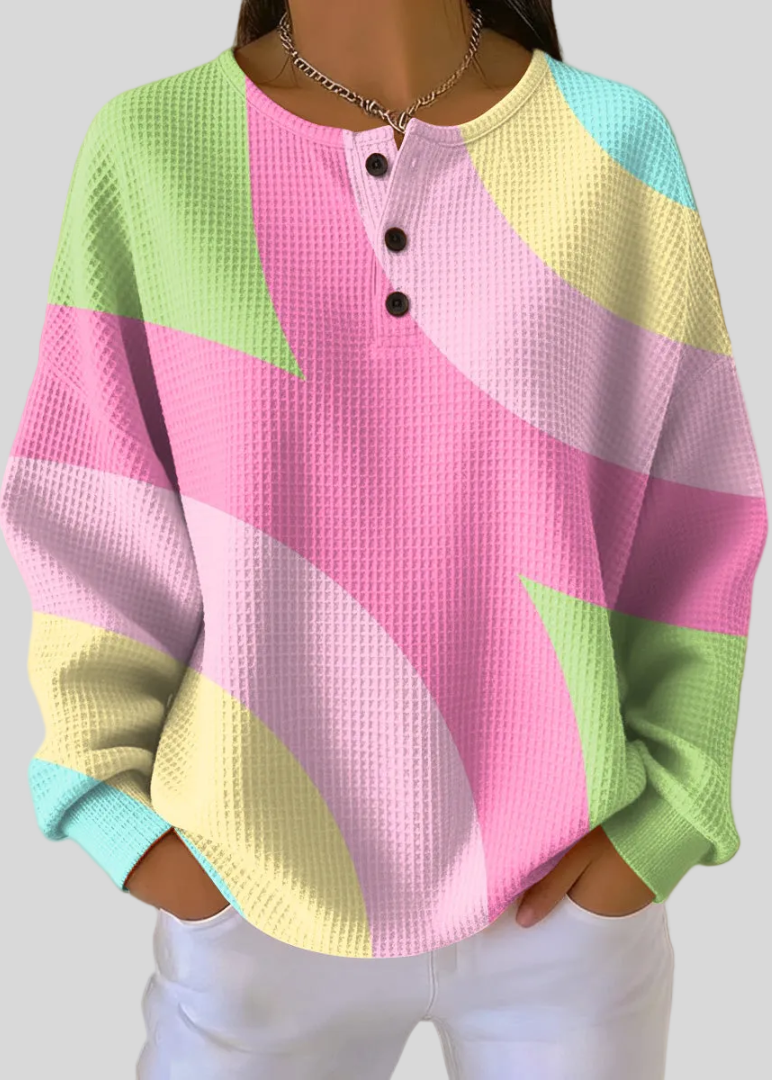 IRIS | Sudadera de punto gofre con estampado en bloques de color