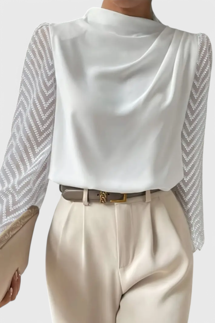 Zaraa - Blusa Fluida con Mangas Transparentes