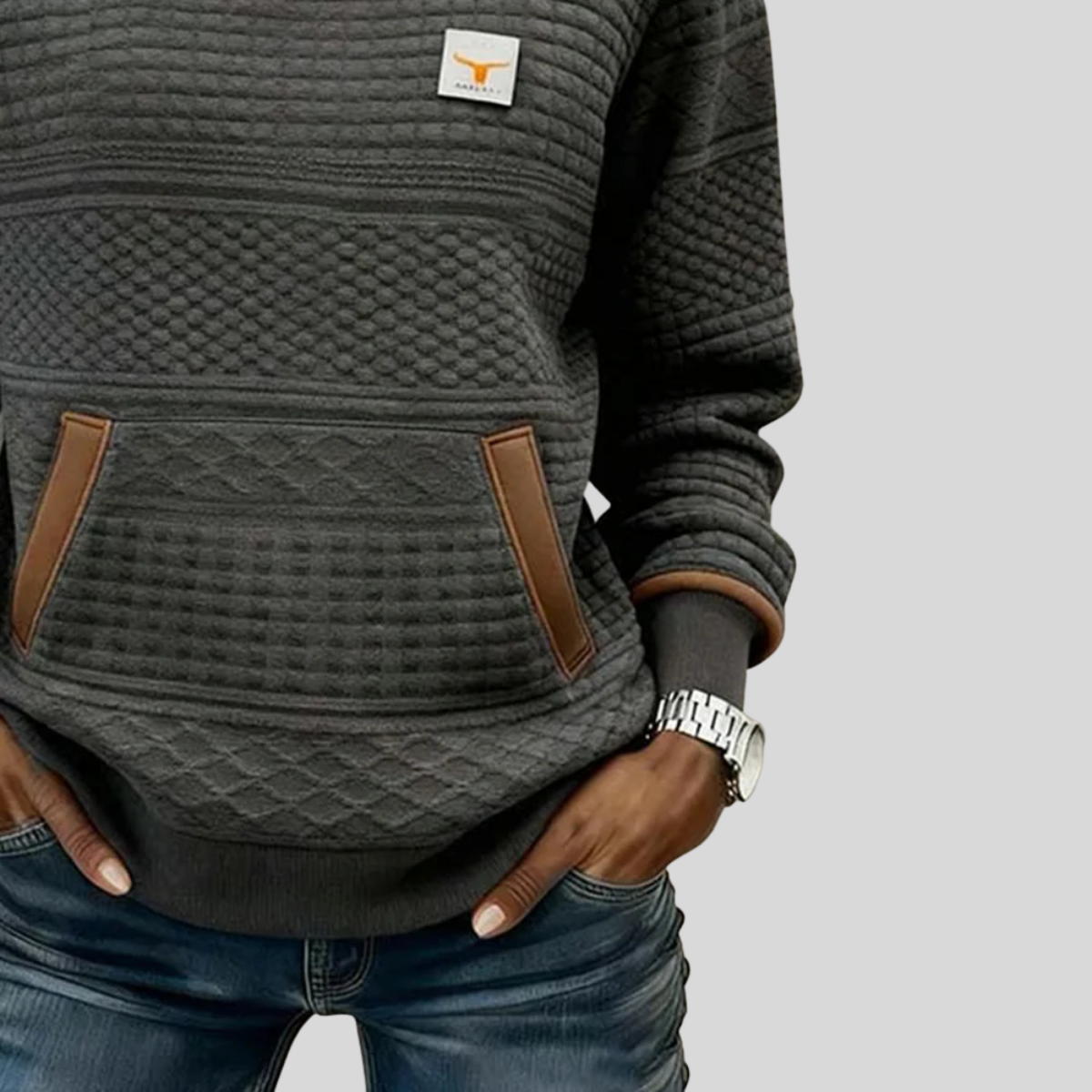 ELLA | Sudadera bicolor con bolsillo canguro