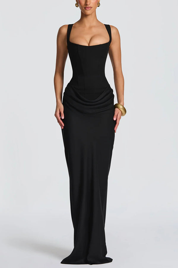 Liora · Vestido largo con elegante escote cuadrado