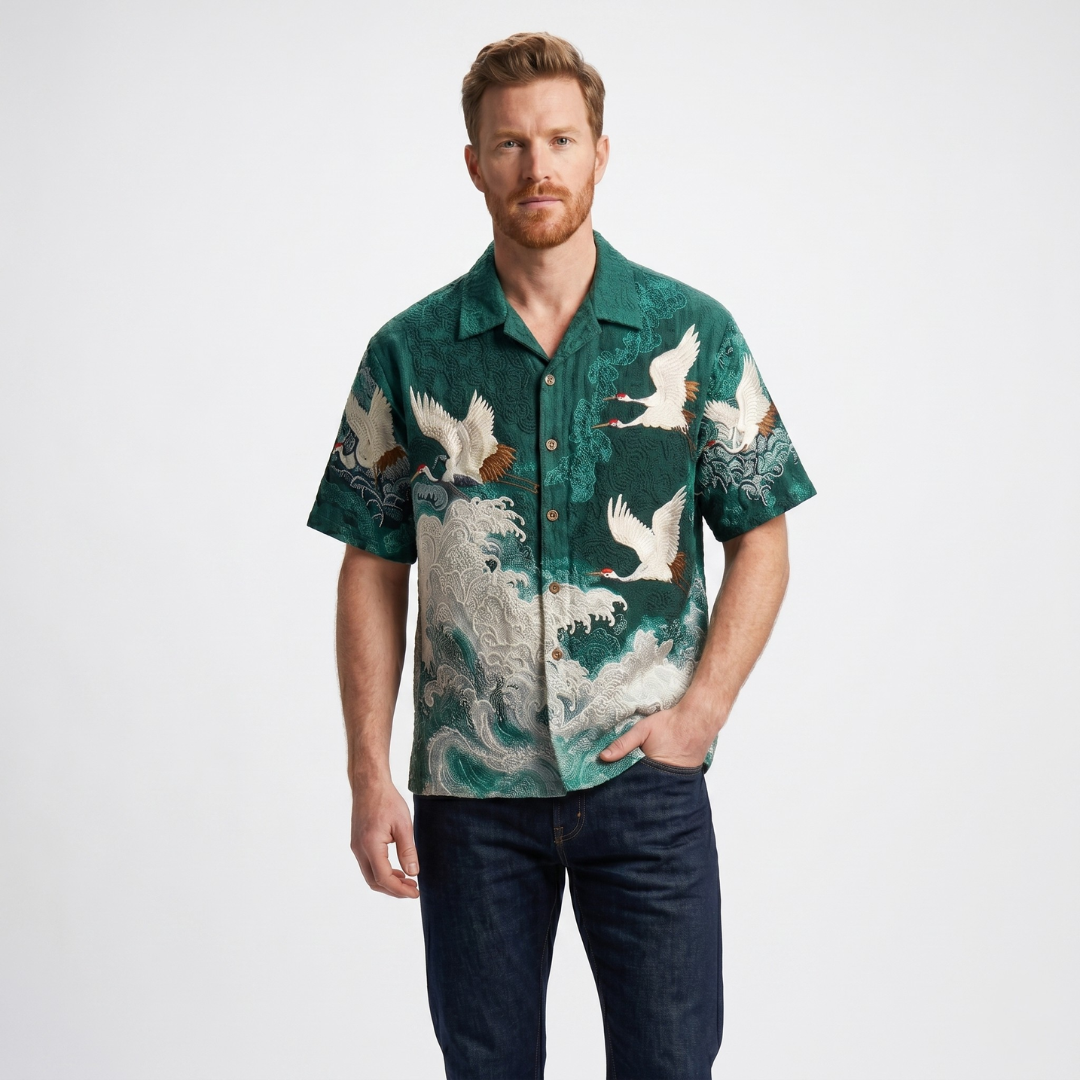 Erik  | Camisa con estampado de grullas