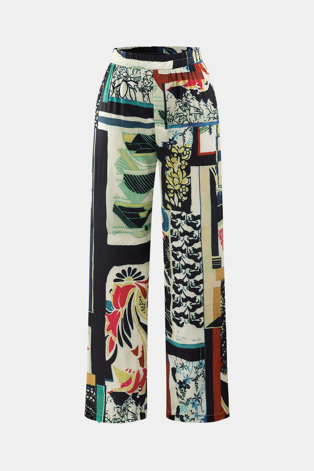 Arce - Pantalón Recto de Cintura Alta con Estampado Floral