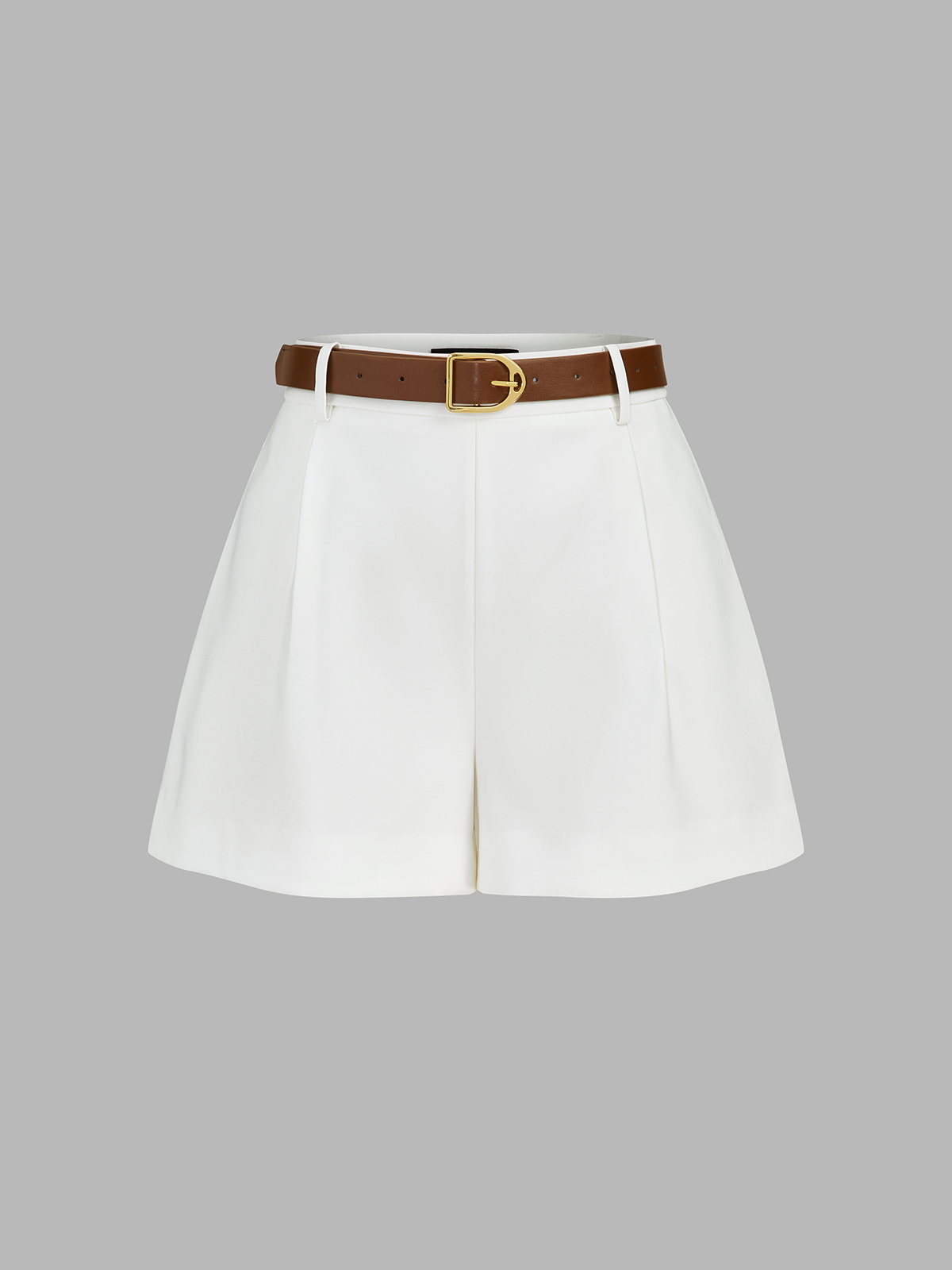 Conjunto Top Sin Mangas Drapeado y Shorts con Cinturón