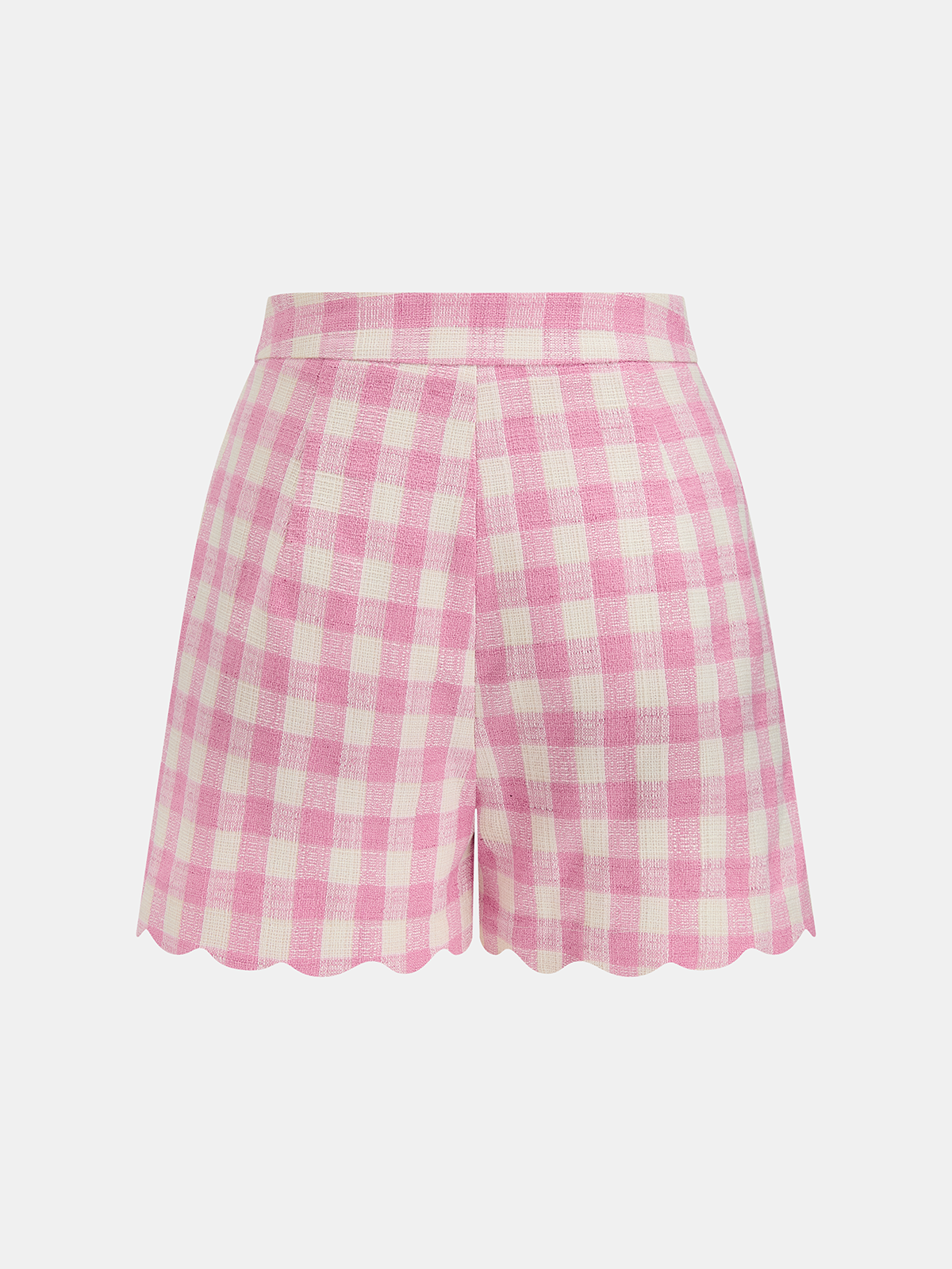 Conjunto Top Corto con Dobladillo Festoneado a Cuadros y Shorts