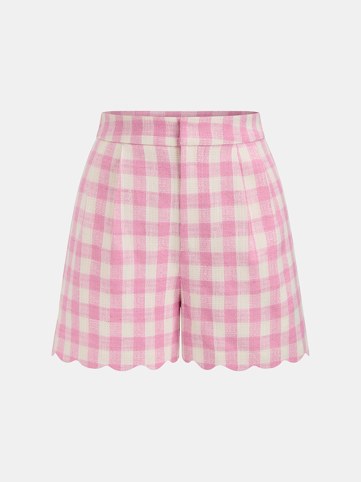 Conjunto Top Corto con Dobladillo Festoneado a Cuadros y Shorts