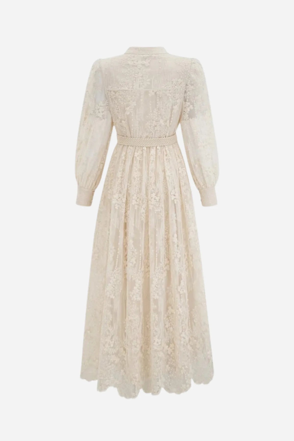 Éléonore | Vestido Midi de Encaje Bordado con Escote en V