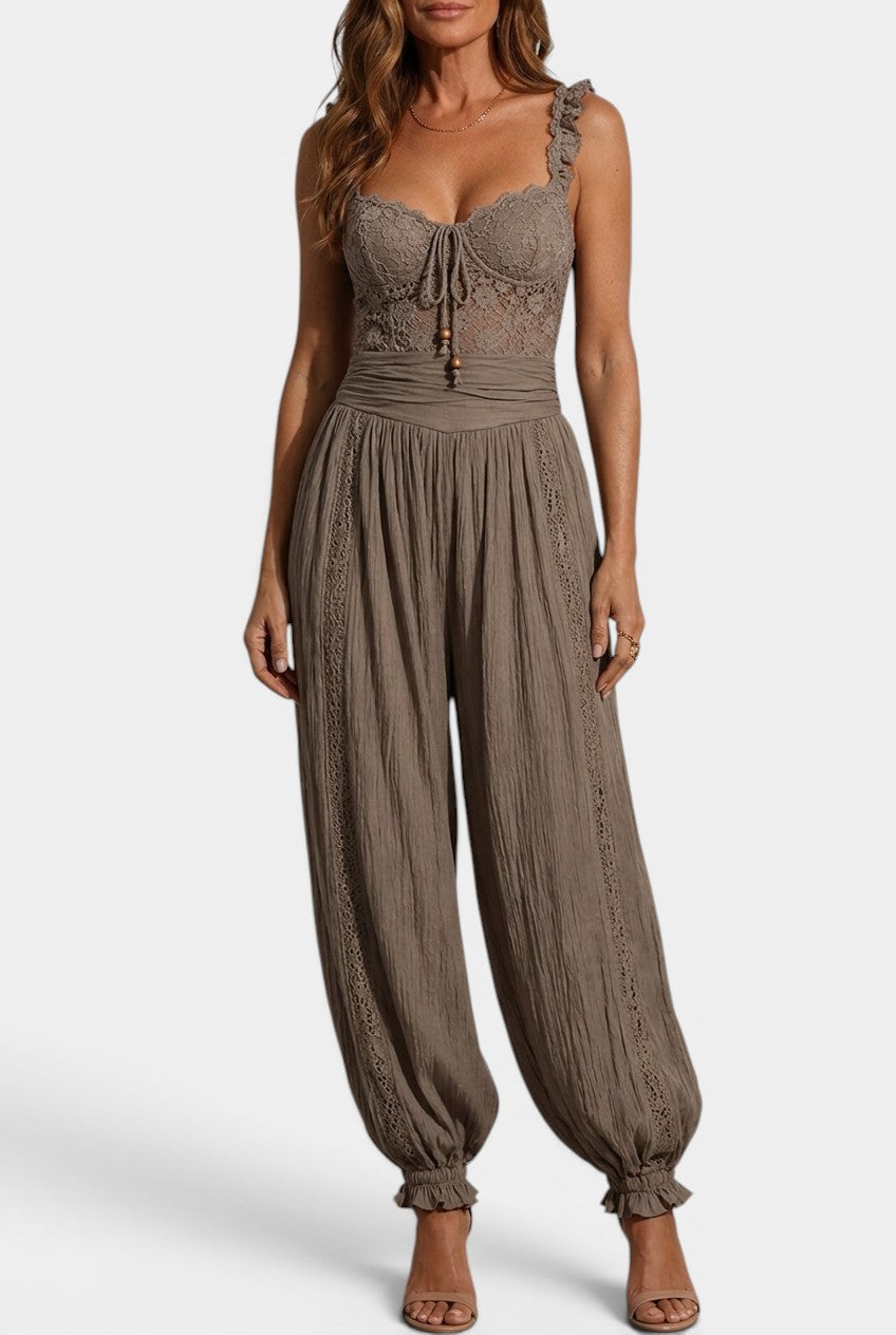 Nine - Conjunto Bustier de Encaje y Pantalón Bombacho
