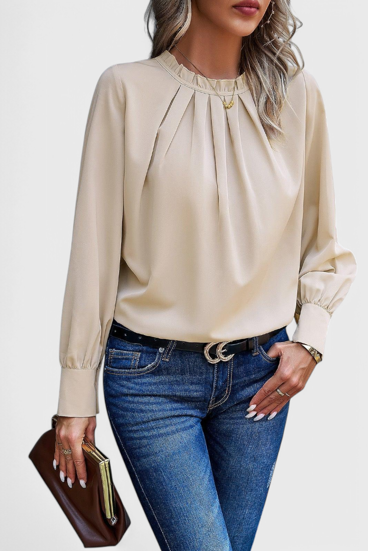Dottie - Top de Manga Larga con Cuello de Encaje