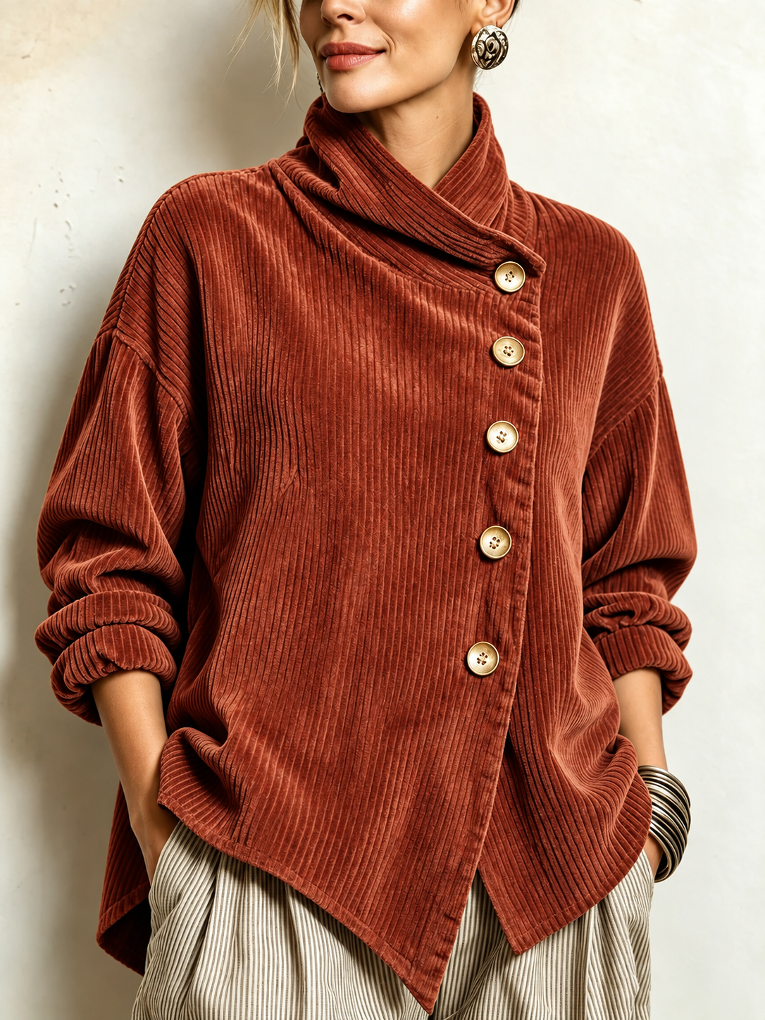 AMBER | Top de pana con botones