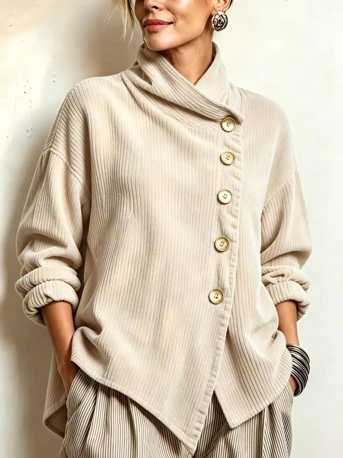 AMBER | Top de pana con botones