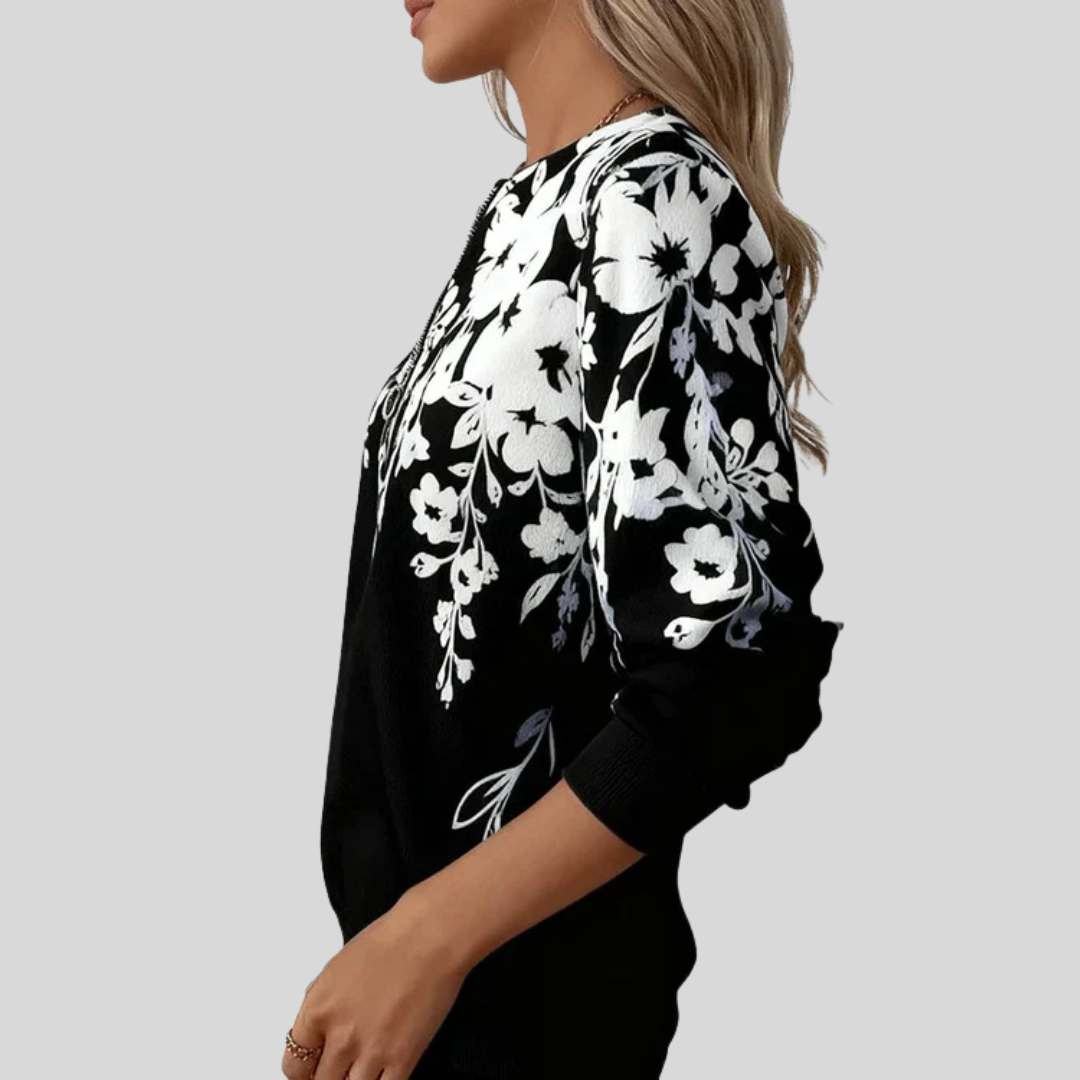 MACY | Sudadera floral con cremallera
