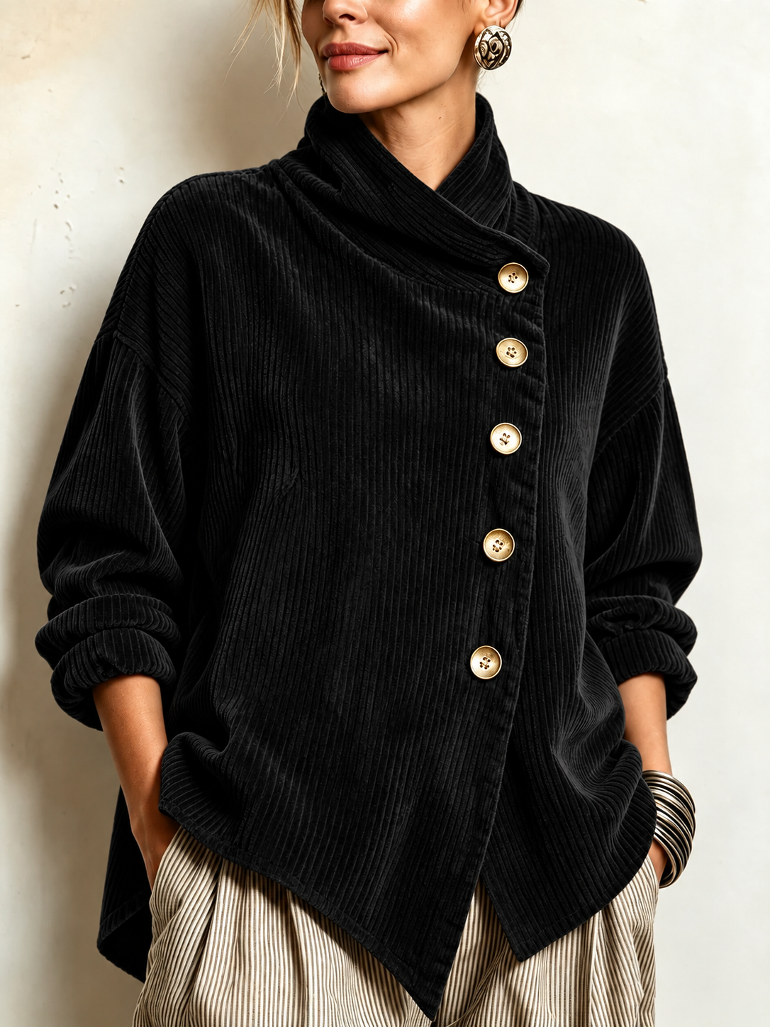 AMBER | Top de pana con botones